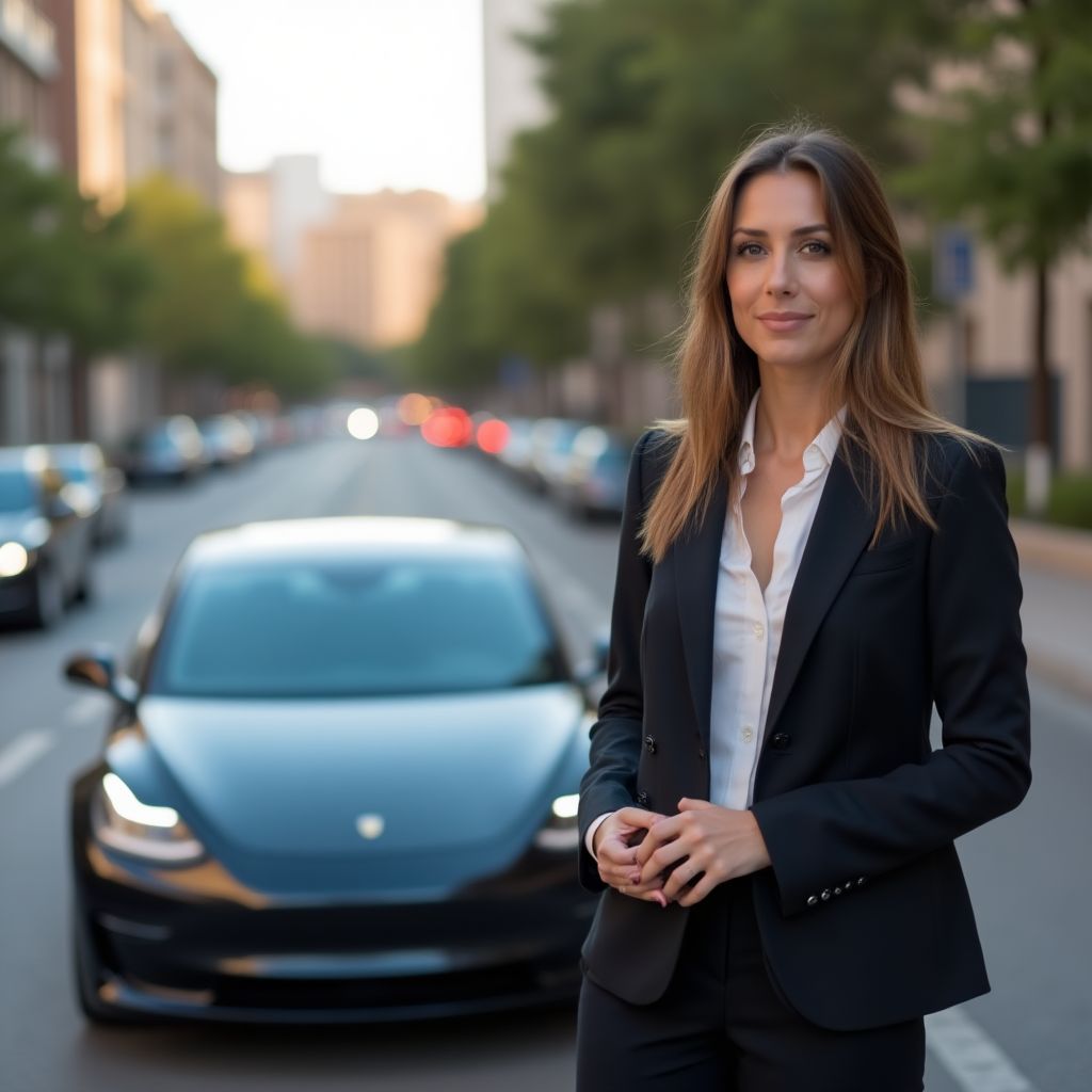 Empresario de Mendoza con sedán eléctrico premium